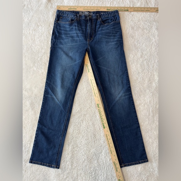Ruff Hewn Jeans Size 36x32 Mens Slim Straight Leg Dark Wash Blue Denim - Picture 1 of 5